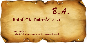 Babák Ambrózia névjegykártya